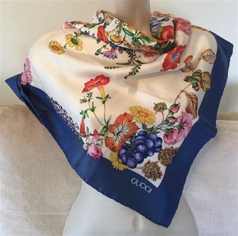 gucci floral and star silk scarf pink blue|original gucci silk scarf.